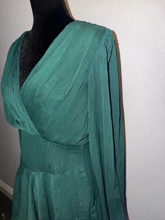 Showpo Green High-Low Wrap V-Neck Dress - Picture 5 of 8